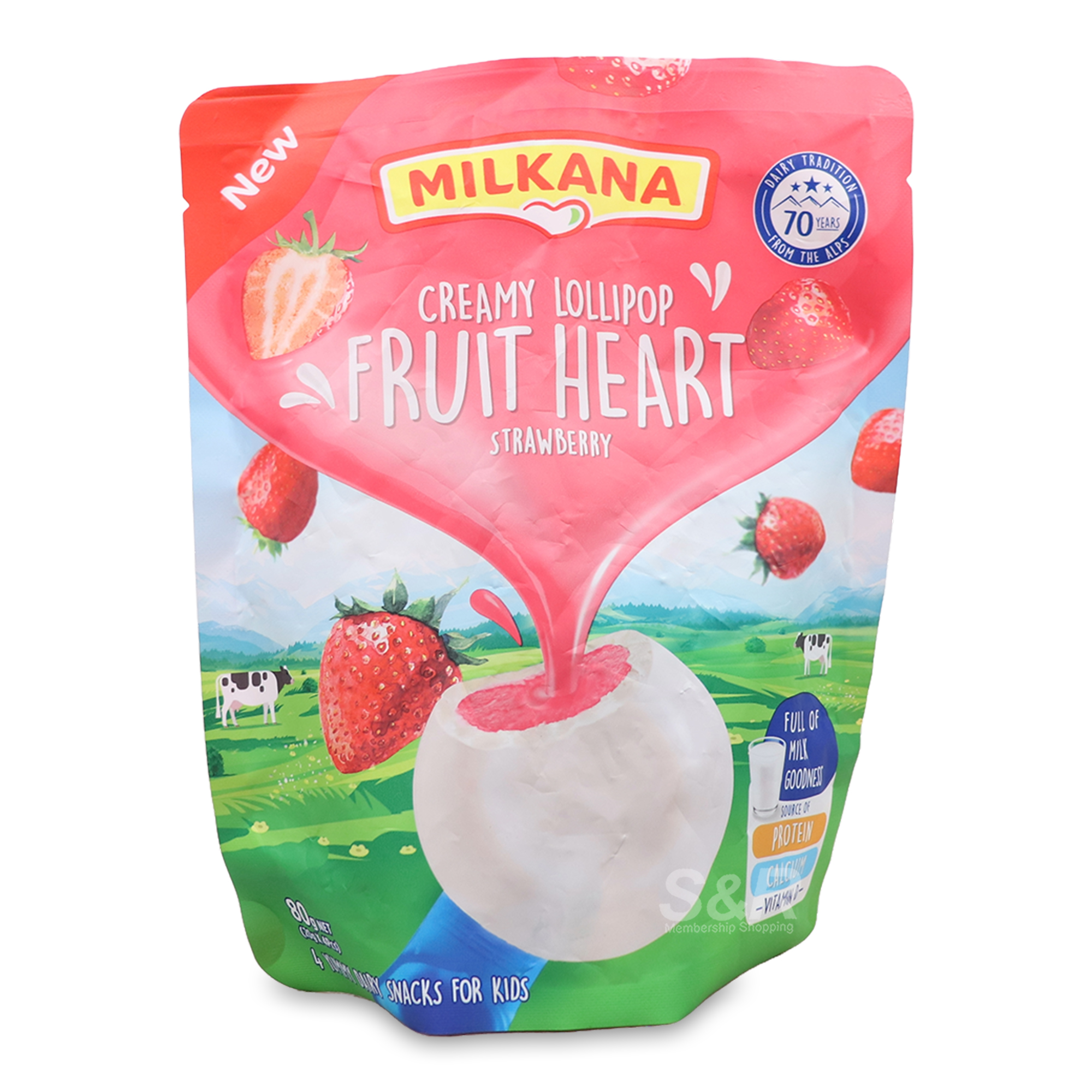 Milkana Creamy Lollipop Fruit Heart Strawberry 4pcs x 20g